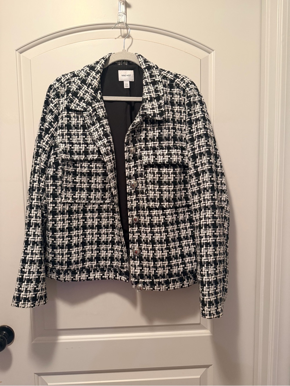 Nine West Black & White Tweed Blazer Jacket